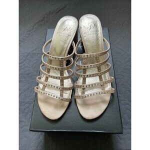 Adrianna Papell Apollo Shea Satin Slide On Chunky Heel Sandal SZ 8M/EUR 38 w/Box